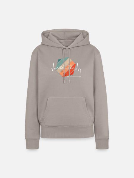 retro Herzschlag für Elektroauto - Frauen Premium Bio Hoodie - Taupe