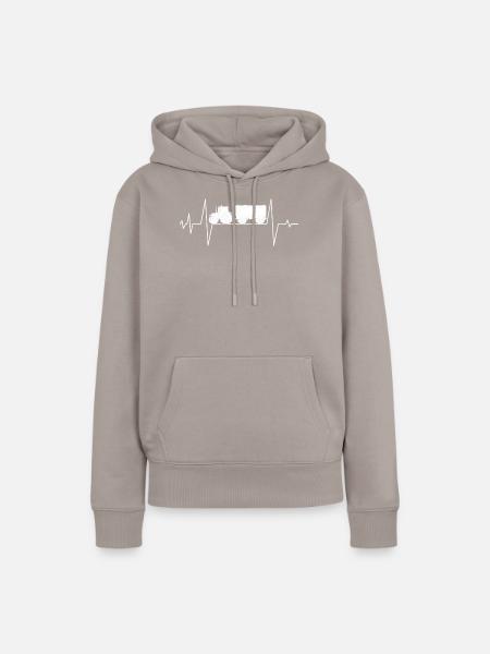 Traktor Herzschlag Landwirtschaft - Frauen Premium Bio Hoodie - Taupe