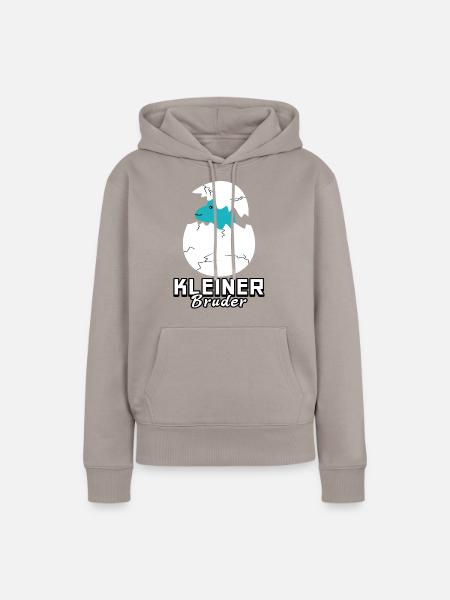 Kleiner Bruder Dinosaurier - Frauen Premium Bio Hoodie - Taupe