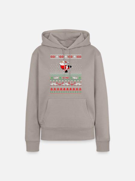 Hässlicher Weihnachtspullover Santa Skating Geschenkidee - Frauen Premium Bio Hoodie - Taupe