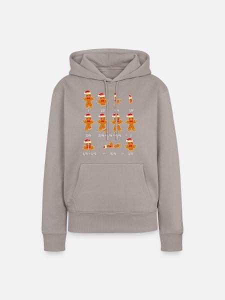 Lebkuchenmann Brüche Mathe Nerd Weihnachten Xmas - Frauen Premium Bio Hoodie - Taupe