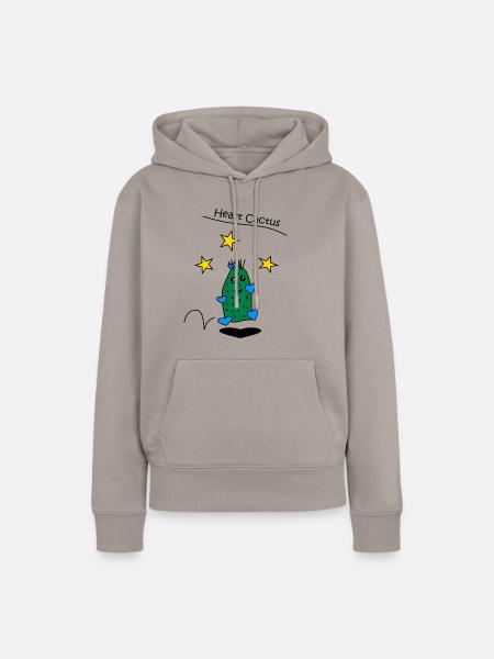 Heart Cactus - Frauen Premium Bio Hoodie - Taupe