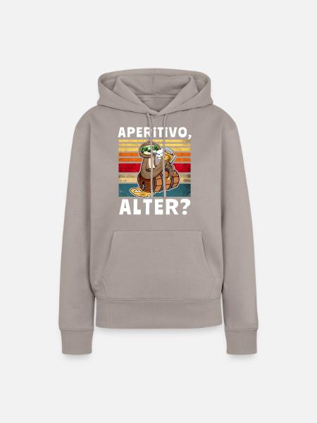Bier Aperitivo Faultier Trinksprüche - Frauen Premium Bio Hoodie - Taupe