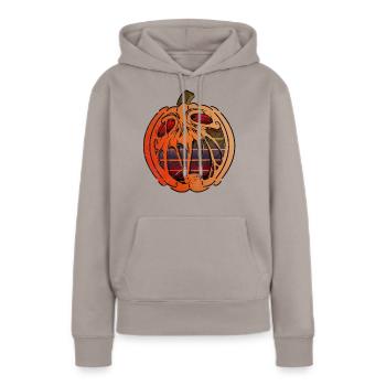 Halloween drôle de salutation costume de citrouille - Sweat à capuche Premium bio Femme - taupe - Devant - Julia (174cm)