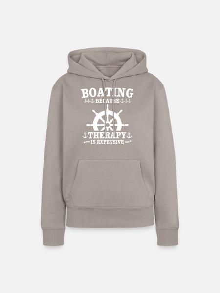 Captain Boating Therapy - Frauen Premium Bio Hoodie - Taupe