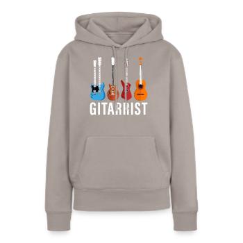 Gitarrist - Frauen Premium Bio Hoodie - Taupe - Vorne - Julia (174cm)