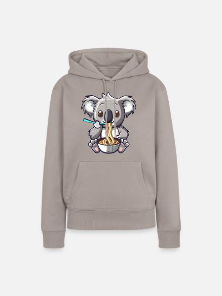 Koala isst Ramen Nudeln - Frauen Premium Bio Hoodie - Taupe
