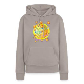 Fleurs en bouquet. - Sweat à capuche Premium bio Femme - taupe - Devant - Julia (174cm)
