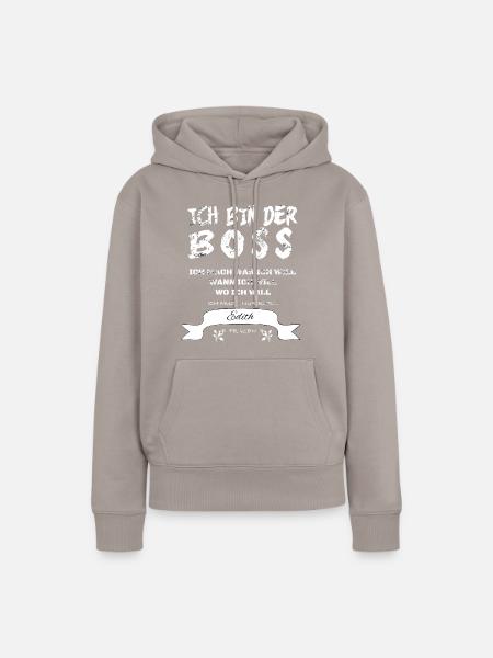 Boss Witziger Spruch Edith - Frauen Premium Bio Hoodie - Taupe