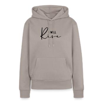Ich werde auferstehen, Christ - Frauen Premium Bio Hoodie - Taupe - Vorne - Julia (174cm)