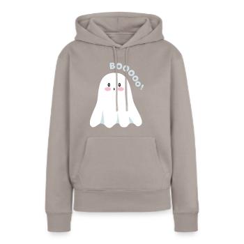 Niedlicher Geist - Frauen Premium Bio Hoodie - Taupe - Vorne - Julia (174cm)