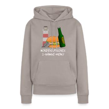 Norddeutsches 2-Gänge-Menü - Frauen Premium Bio Hoodie - Taupe - Vorne - Julia (174cm)