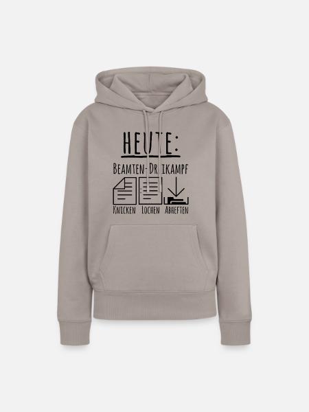 Beamten-Dreikampf Knicken Lochen Abheften - Frauen Premium Bio Hoodie - Taupe