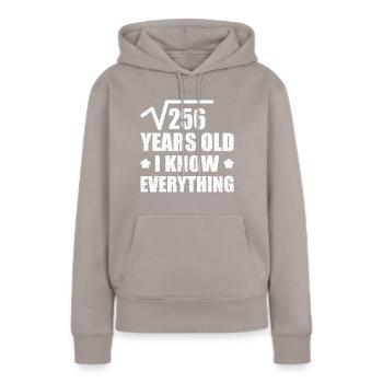 racine 256 16 ans 16. anniversaire maths nombre - Sweat à capuche Premium bio Femme - taupe - Devant - Julia (174cm)