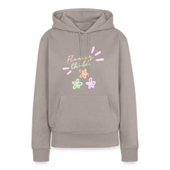 Flower Child - Frauen Premium Bio Hoodie - Taupe - Vorne - Julia (174cm)