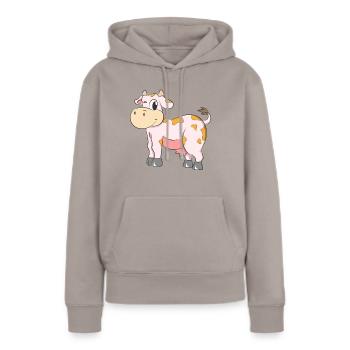 Cow Wink - Sweat à capuche Premium bio Femme - taupe - Devant - Julia (174cm)