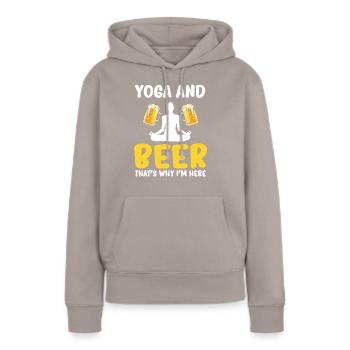 Yoga Yogi - Frauen Premium Bio Hoodie - Taupe - Vorne - Julia (174cm)