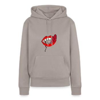 vampire sanglante dents - Sweat à capuche Premium bio Femme - taupe - Devant - Julia (174cm)