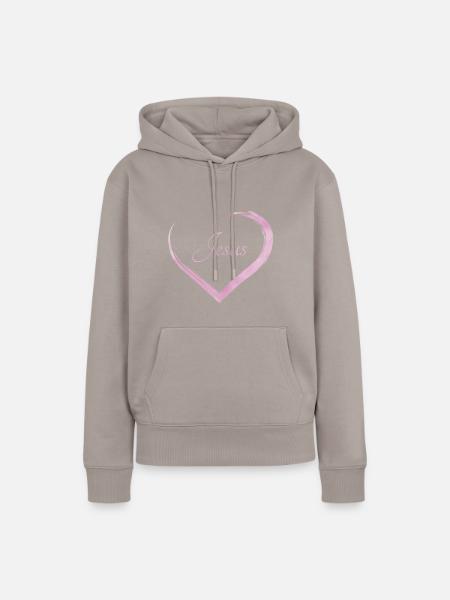 Jesus Herz - Frauen Premium Bio Hoodie - Taupe