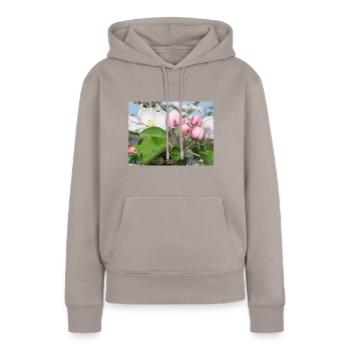 Branches de pommiers en fleurs Printemps Été - Sweat à capuche Premium bio Femme - taupe - Devant - Julia (174cm)