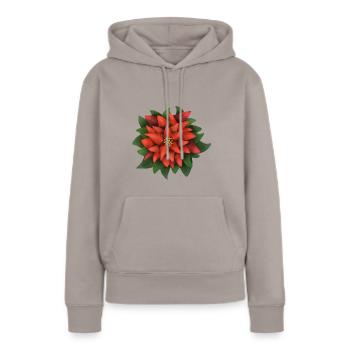 Weihnachtsstern - Poinsettia - Frauen Premium Bio Hoodie - Taupe - Vorne - Julia (174cm)