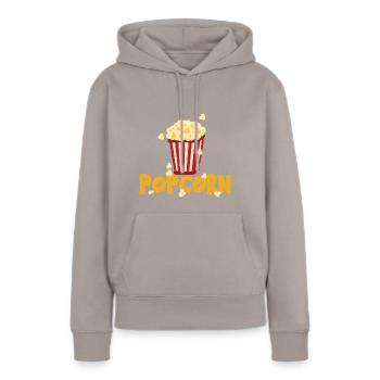 Popcorn - Sweat à capuche Premium bio Femme - taupe - Devant - Julia (174cm)
