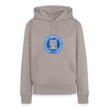 Computer certified - computer freak - Women’s Premium Organic Hoodie - taupe - Front - Julia (174cm)