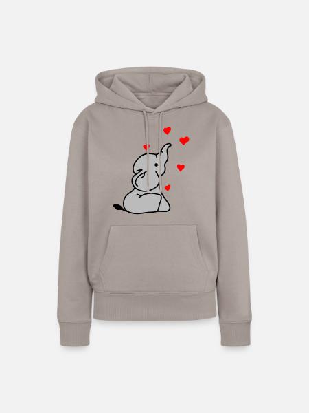 Elefant Herz Liebe - Frauen Premium Bio Hoodie - Taupe