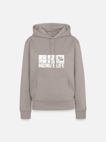 Hebamme Geburtshelfer - Frauen Premium Bio Hoodie - Taupe