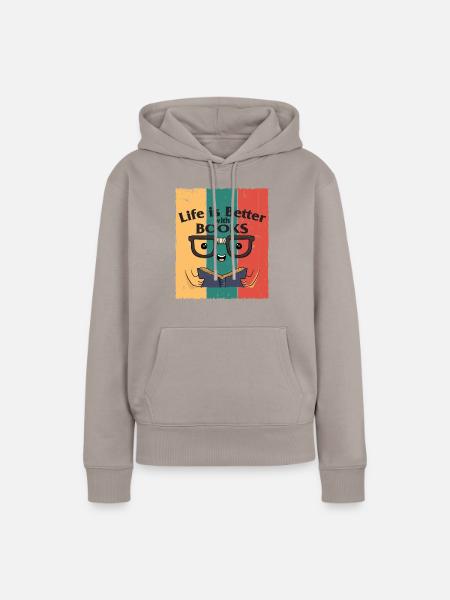 Bücher - Frauen Premium Bio Hoodie - Taupe