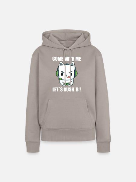 Rush B Gamer Spruch - Frauen Premium Bio Hoodie - Taupe