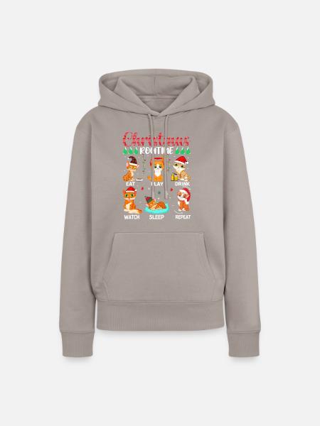 Christmas Routine Katze - Frauen Premium Bio Hoodie - Taupe
