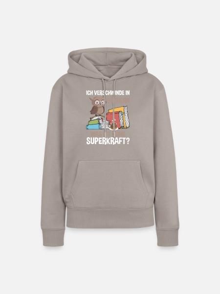 Ich Verschwinde In Büchern - Frauen Premium Bio Hoodie - Taupe