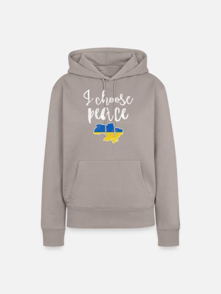 Ukraine Solidarität - Frauen Premium Bio Hoodie - Taupe