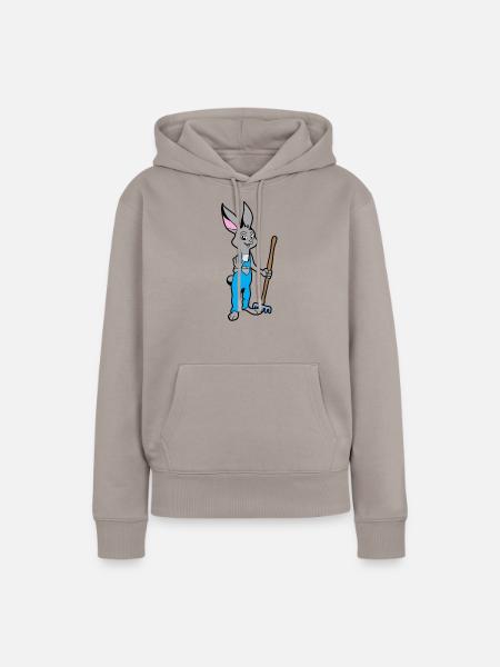 Gerne im Garten -Gärtner Hase - Frauen Premium Bio Hoodie - Taupe