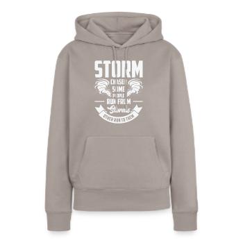 Storm Hunter Tornados Storm Chaser Cadeau - Sweat à capuche Premium bio Femme - taupe - Devant - Julia (174cm)