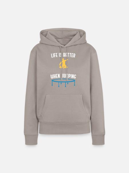Trampolinspringen, Bounce, Hobby, - Frauen Premium Bio Hoodie - Taupe