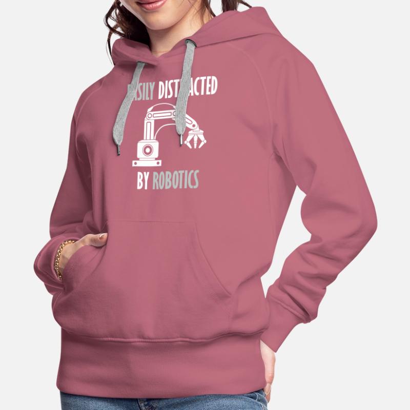 Abgelenkt von Robots Programming Coder Engineer Frauen Premium Bio Hoodie
