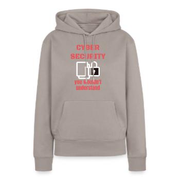 Cybersecurity - IT-Sicherheit Informatiker - Frauen Premium Bio Hoodie - Taupe - Vorne - Julia (174cm)