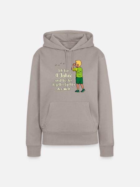 Ich bin 4 - Jungen Vogelbeobachtung - Frauen Premium Bio Hoodie - Taupe