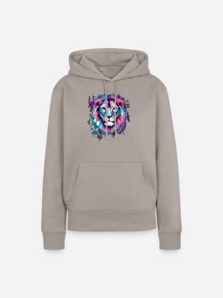 Löwe Kunst Malerei - Frauen Premium Bio Hoodie - Taupe