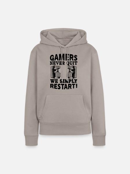 Gamers Never Quit Outfit - Frauen Premium Bio Hoodie - Taupe