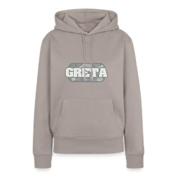 Greta als Gesundheit - Frauen Premium Bio Hoodie - Taupe - Vorne - Julia (174cm)