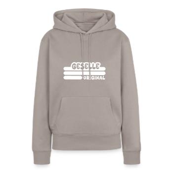 Profession compagnon - Sweat à capuche Premium bio Femme - taupe - Devant - Julia (174cm)