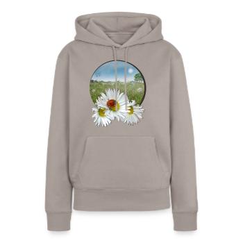 Prairie d’été - Sweat à capuche Premium bio Femme - taupe - Devant - Julia (174cm)