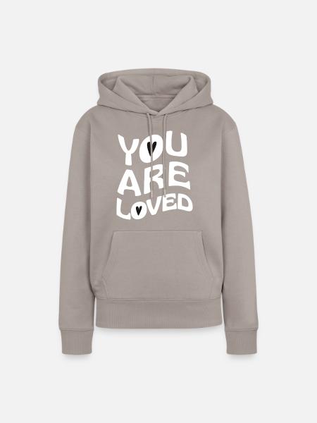 you are loved - Frauen Premium Bio Hoodie - Taupe