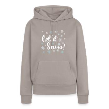 Lass es schneien - Frauen Premium Bio Hoodie - Taupe - Vorne - Julia (174cm)