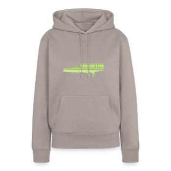 Quentin als Farbklecks - Frauen Premium Bio Hoodie - Taupe - Vorne - Julia (174cm)