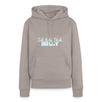 Holly - Frauen Premium Bio Hoodie - Taupe - Vorne - Julia (174cm)