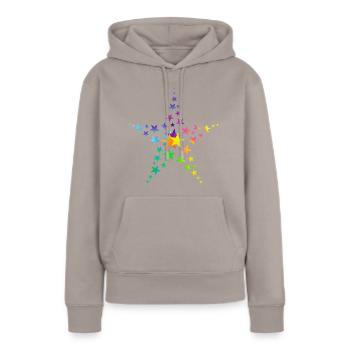 Étoiles étoiles colorées beaucoup d’étoiles - Sweat à capuche Premium bio Femme - taupe - Devant - Julia (174cm)